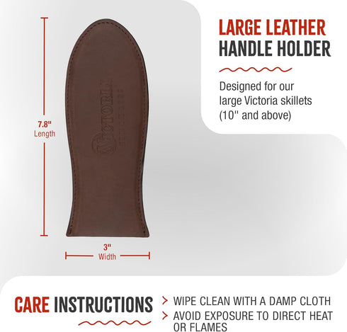 Victoria Large Leather Hot Handle Holder. Panhandle for Cast Iron Skillets 10 Inch to 13 Inch...